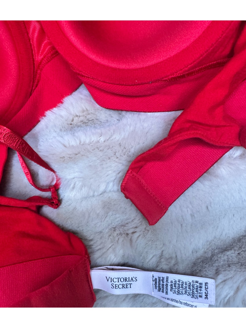 Victoria’s Secret Red Rhinestone Logo Push-Up Bra 34C - Picture 4 of 7
